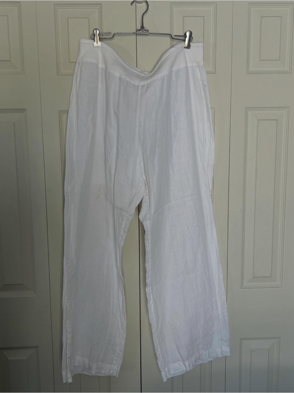 Saks Fifth Avenue White Wide Leg Linen Pants
